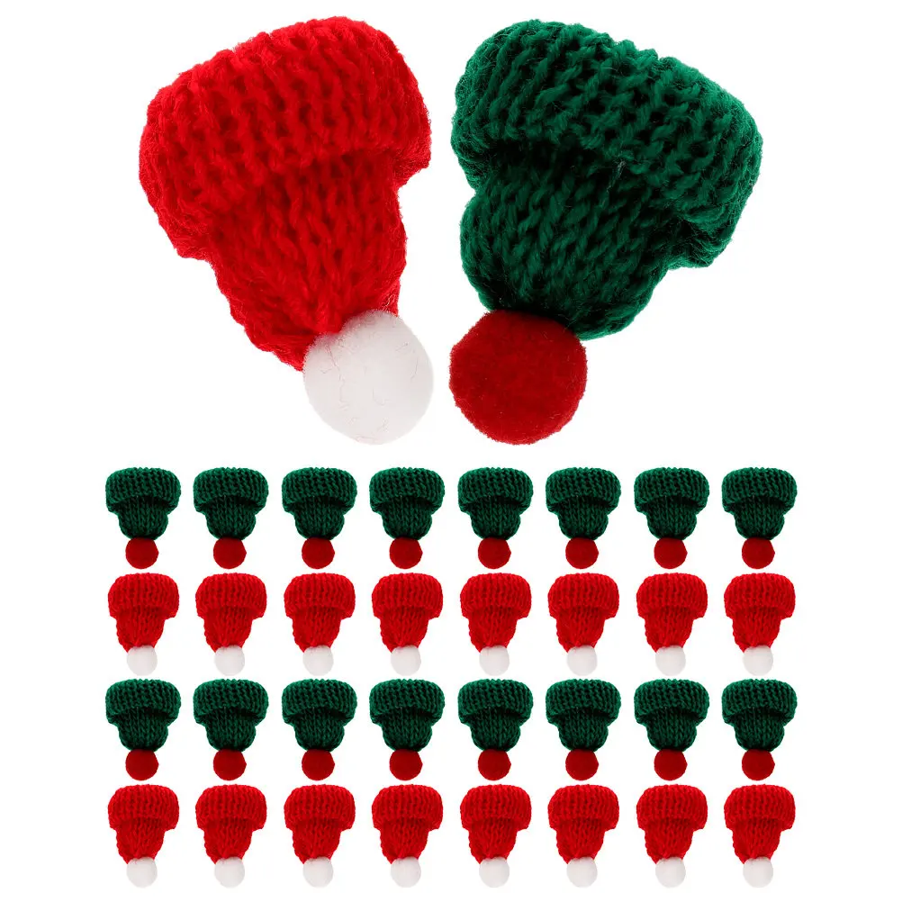 

40 миниатюрных вязаных шапочек: яркие рождественские мини-шапки Санты, мягкие и легкие, для декора и фотосъемки