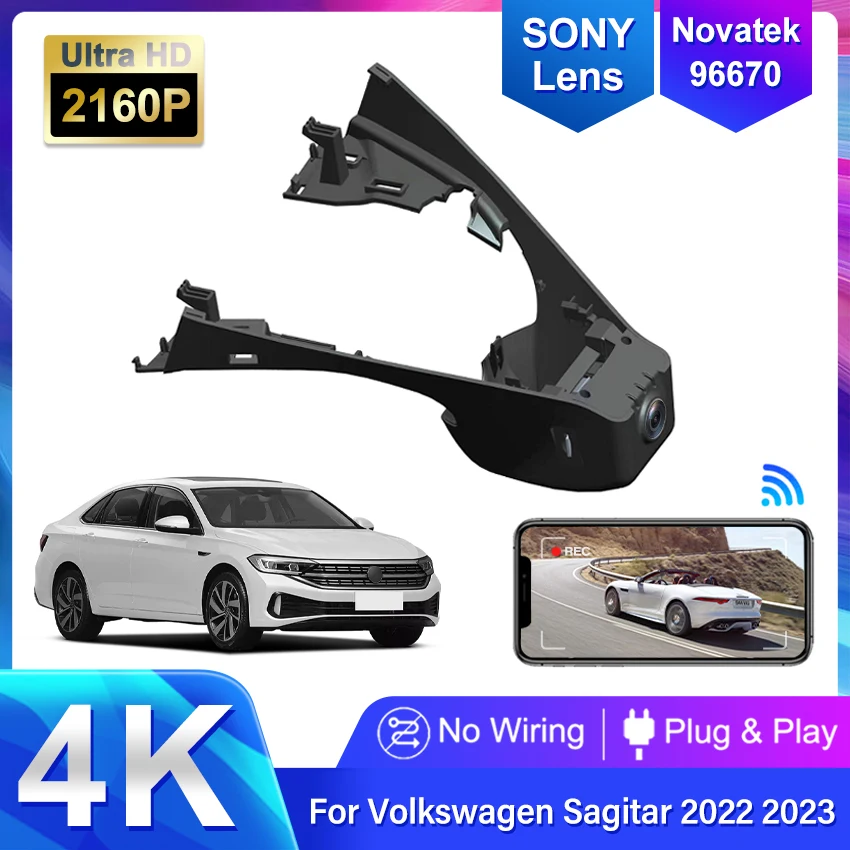 4K HD Plug and Play Easy To Install Car Wifi Dash Cam Dvr Camera For Volkswagen VW Sagitar 2022 2023 Control By Mobile APP