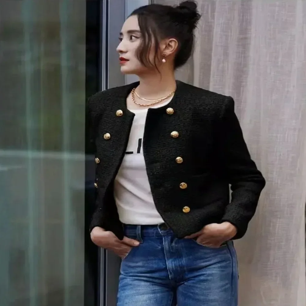 Half High Quality Plain Short Mixtures Jacket Woman Winter Clothes 2024 Novelty Casual on Sale Trendy Wool Blend Coat for Women