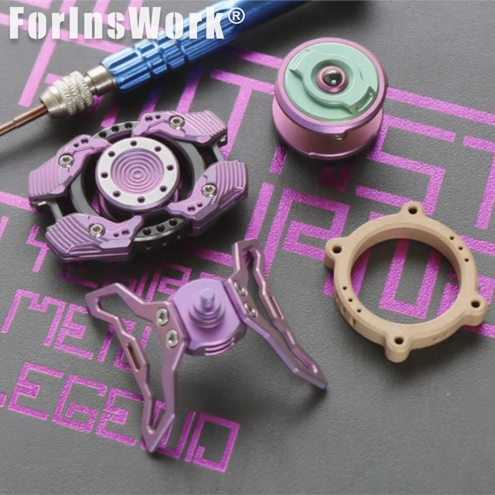 RUISHA Titanio Ottone Fidget Spinner Giocattolo antistress Decorazione del desktop Regalo per adulti Spinner a mano in metallo con cuscinetto ad alta velocità