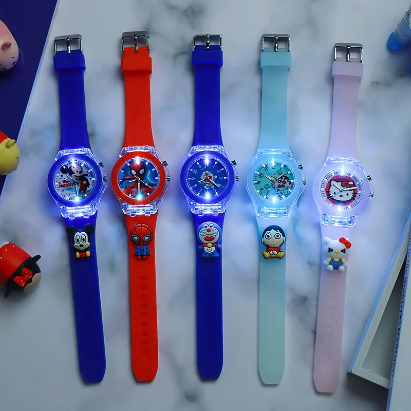 Miniso Disney Mickey Children's Watch Marvel Spider Man Iron Man Glow Watch Cartoon Hello Kitty Children's Watch Gift