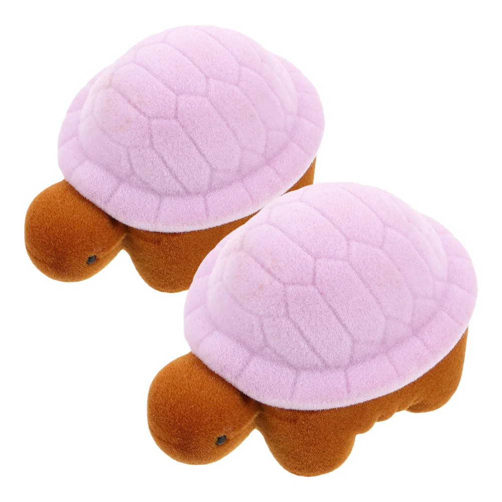 

2pcs Turtle Shaped Jewelry Box Soft Lining Compact Travel Ring Earrings Storage Case Wedding Ring Protector Sea Turtle Trinket