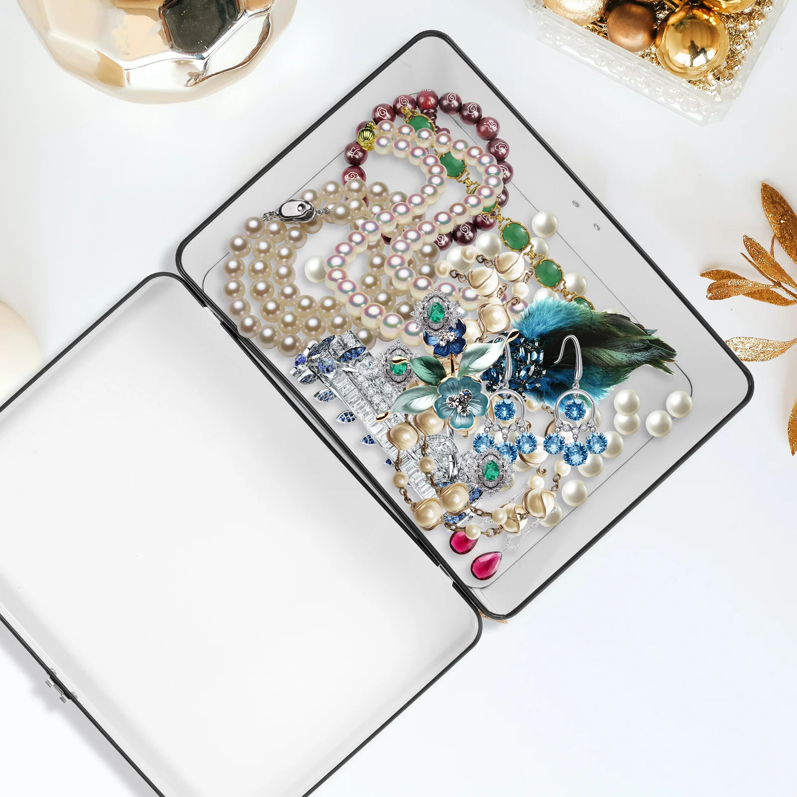 

Desktop Tinplate Organizer Home Storage Case With Sturdy Sealed Metal For Jewelry Vintage Container Keepsake Tin Small Lock Tin