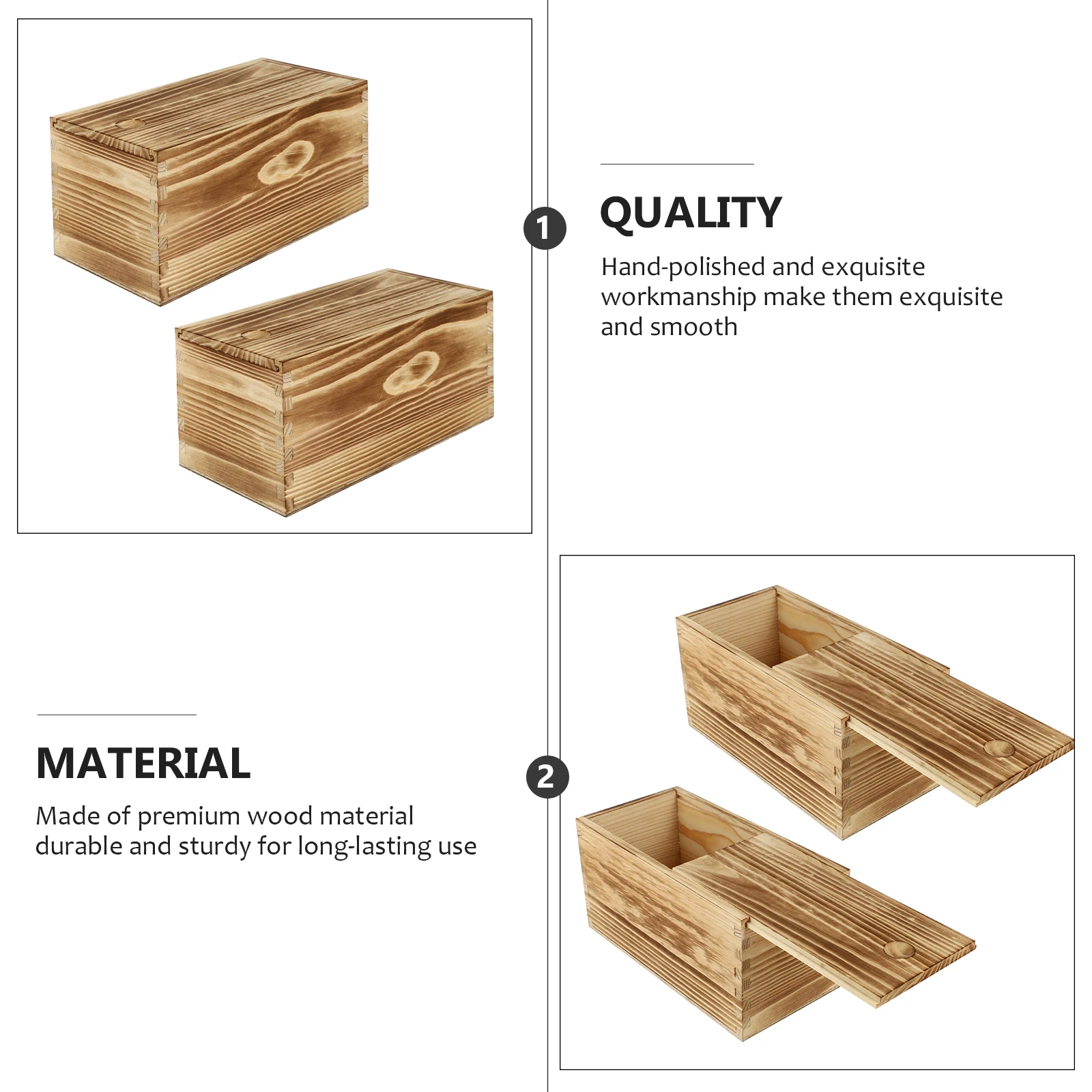 

Stackable Sliding Cover Wooden Packaging Box Packing Boxes Household Case Make up Brown