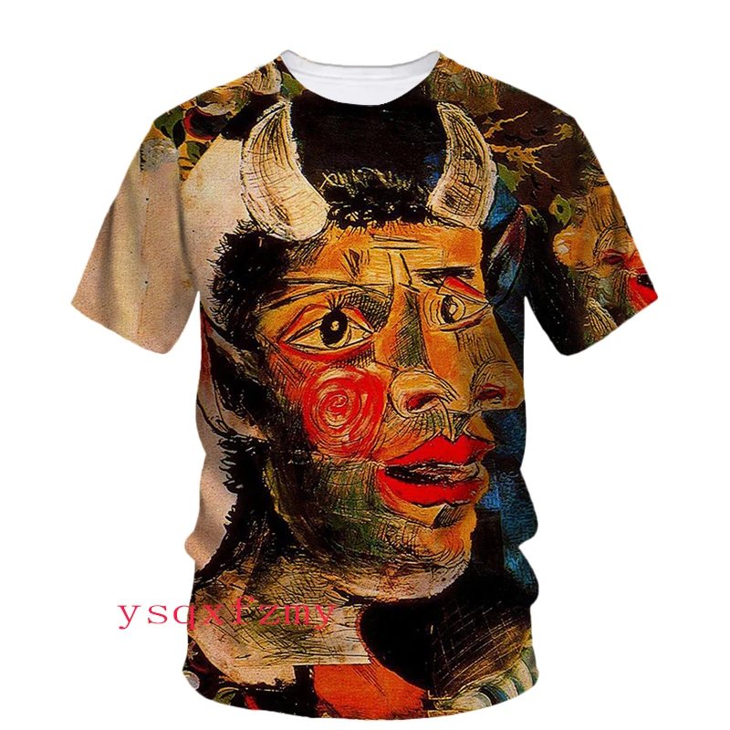 Pittura a olio Picasso stampa 3D HD Art Graffiti personalità moda uomo e donna girocollo manica corta Street Casual t-shirt