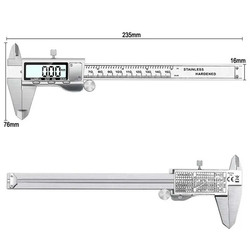 Digital Vernier Caliper Stainless Steel Caliper 0-150MM 6 Inch 0.01mm Digital Display Electronic Ruler Length Measuring Diy Tool image 6