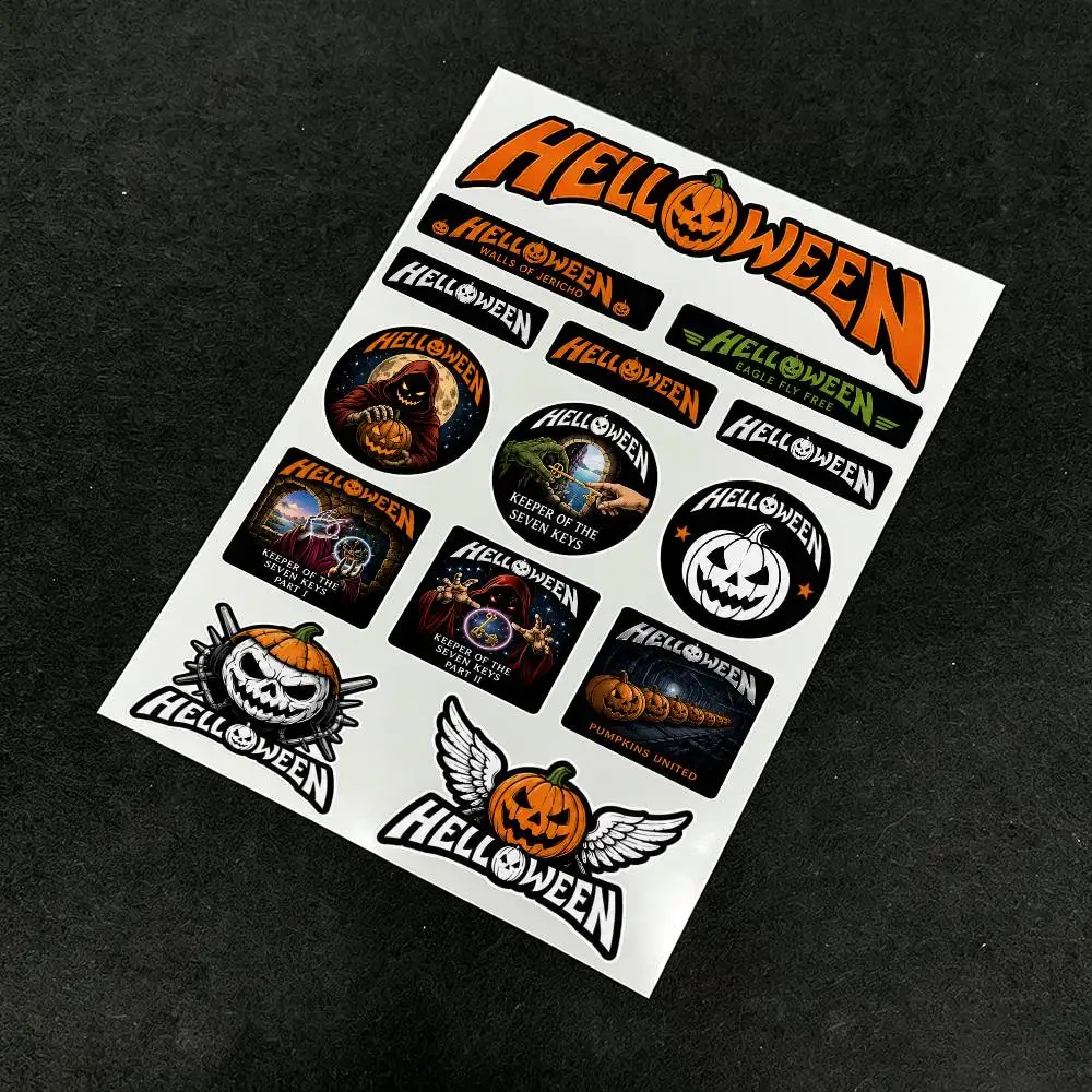 Rock And Roll H-Helloweens Motorcycle Sticker For Motorcycle Fairing Fuel Tank Helmet Car Window Trunk Scooters Universal