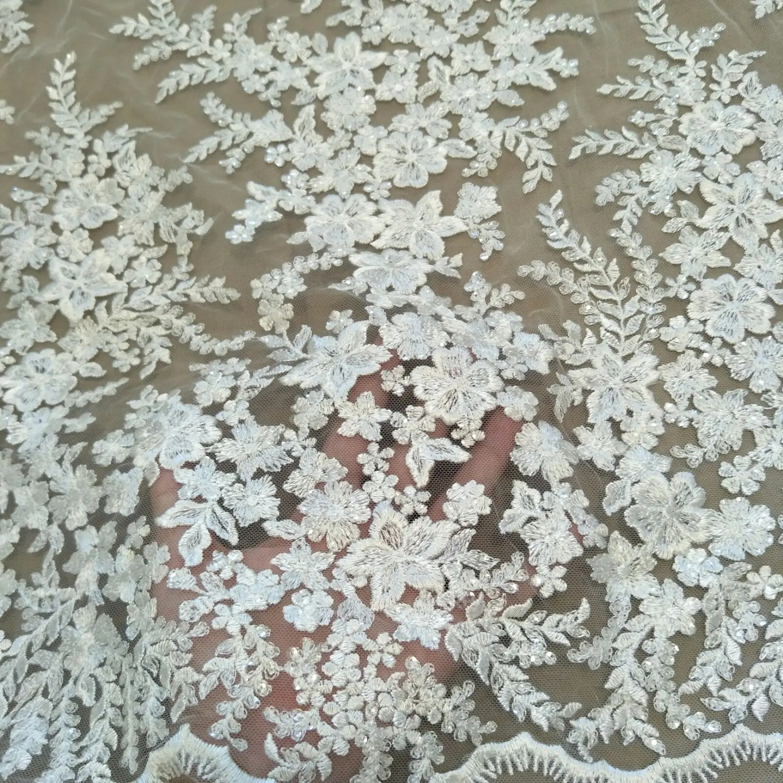 

Flower lace fabric bridal lace fabric 130cm width ivory wedding dress lace fabric sell by yard