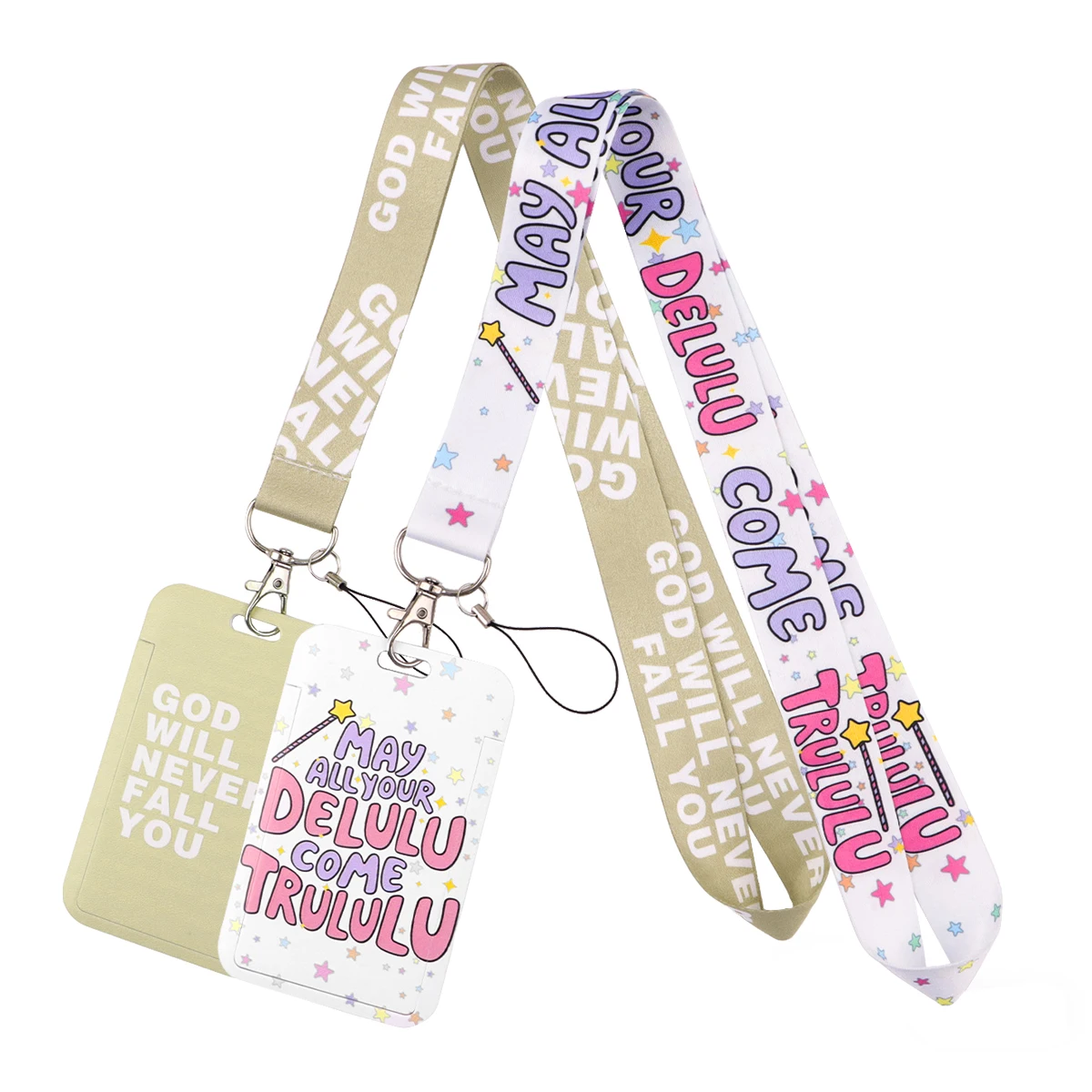 

'God Will Never Fall You' Quotes Lanyard Neck Strap Keychain Card Cover Badge Holder Mobile Phone Hang Rope Keyring Accessorie