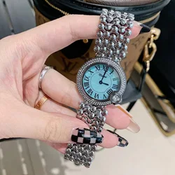 New Fashion Mint Green Watches for Women Sparkly Zircons Crystals Wrist watch Glossy Beads Chains Bracelets Watch Quartz Relojes