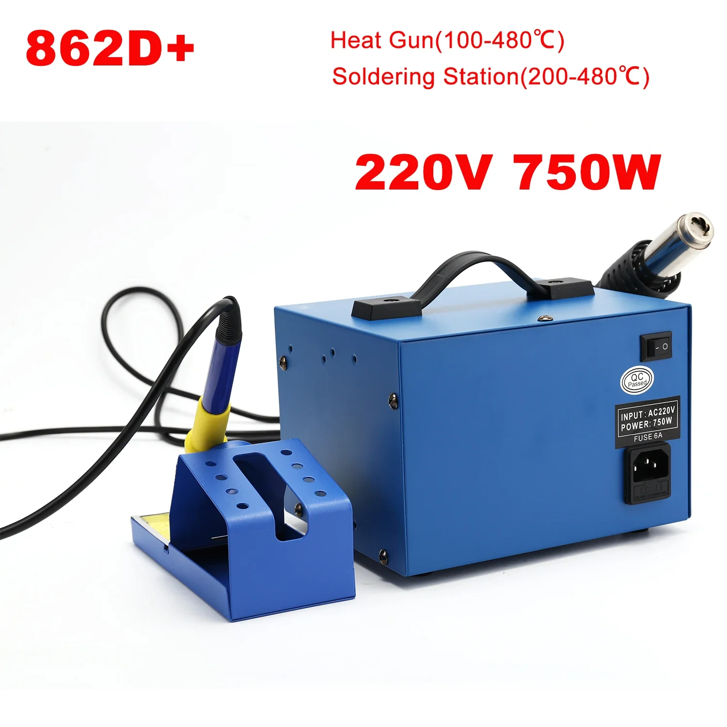 2 In 1 750W Soldering Station LCD Digital Display Welding Rework Station for Cell-phone BGA SMD PCB IC Repair Solder Tools 862D+