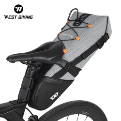 WEST BIKING Fully Waterproof Bicycle Saddle Bag 10L Foldable Under Seat Bike Tail Bag Tools Saddlebags MTB Road Cycling Rear Bag