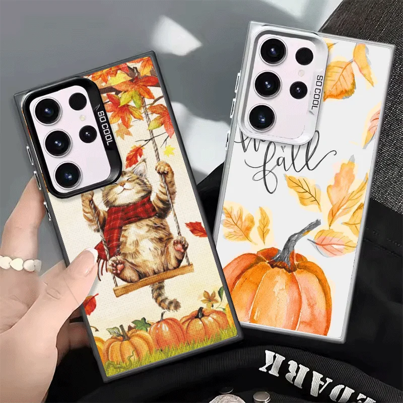 Pumpkin Happy Fall Autumn Shockproof Phone Case for Samsung Galaxy S26 Edge S25 Ultra S24 FE S23 Plus S21 Cover Anti Fall Fundas