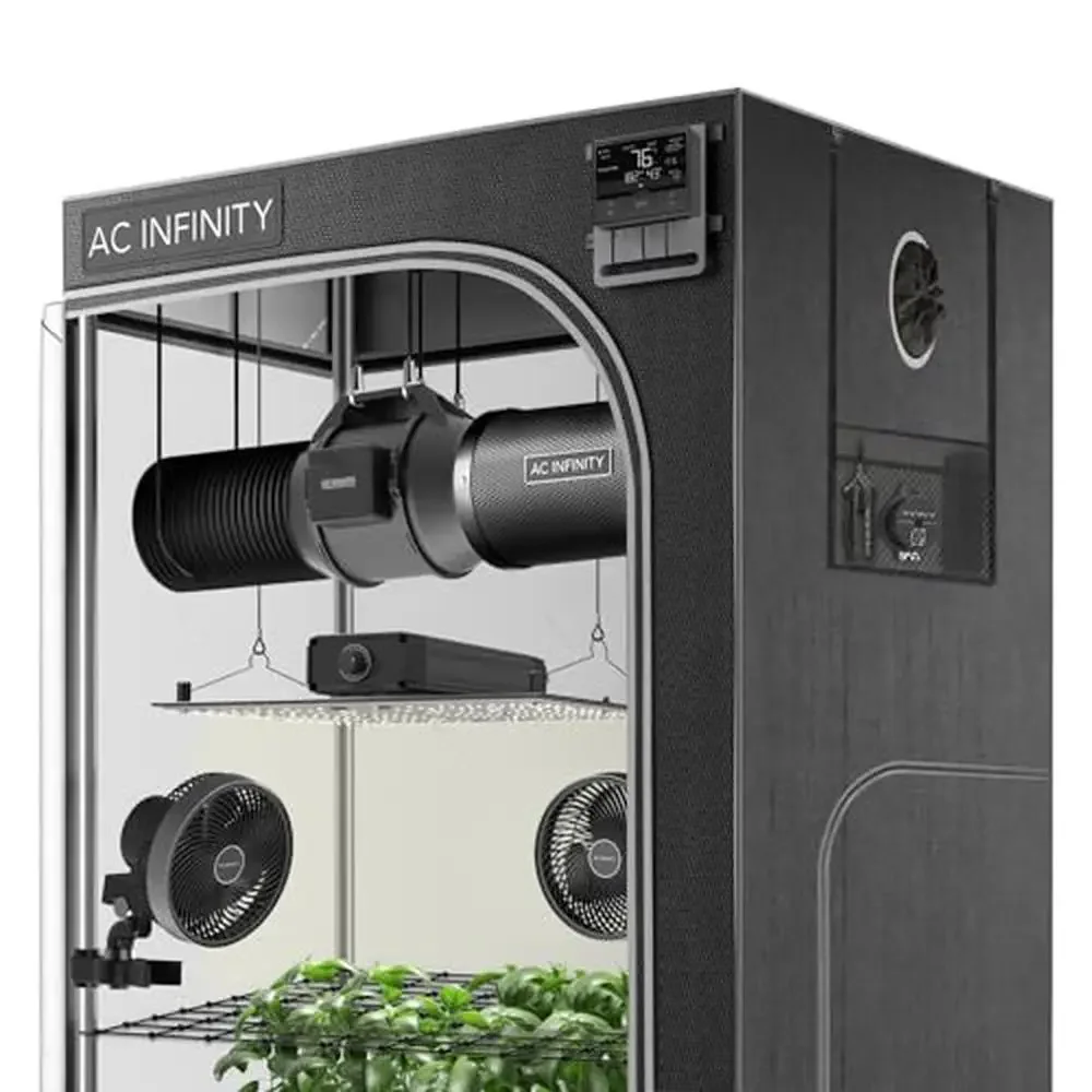 

Grow Tent Kit LED WiFi Control Ventilation System Full Spectrum Plant Smart Circulation 4x4 Auto ACinline Timer Schedule