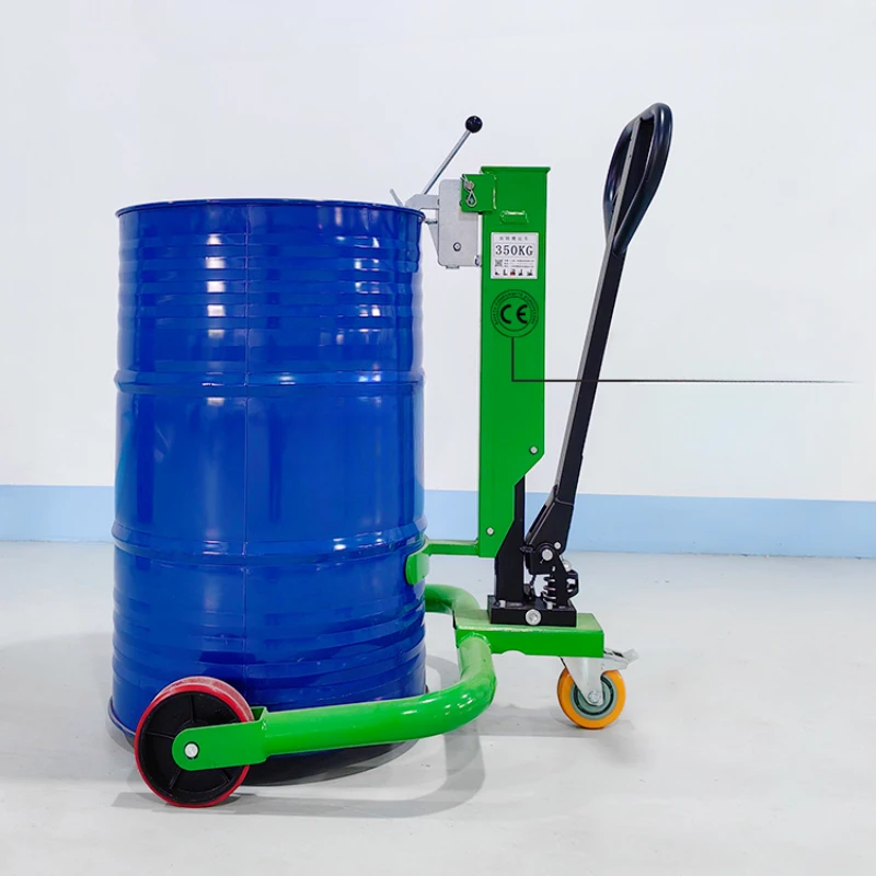 Oil drum truck handling manual hydraulic cart 350 kg 200 l iron drum plastic bucket loading and unloading forklift