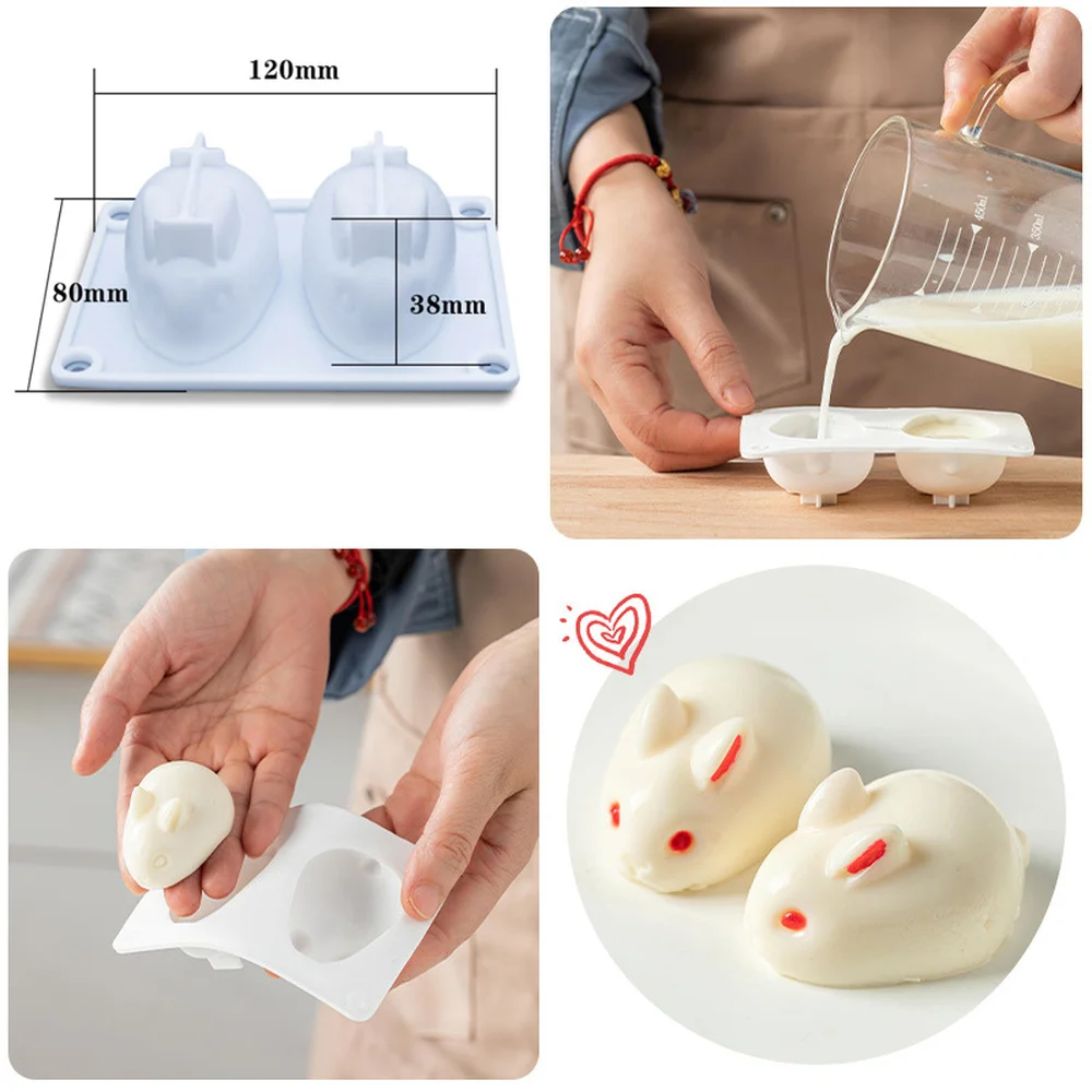 3D Rabbit Soap Mold Silicone Mould DIY Candle Mold Cute Cake Pudding Molds Cake Chocolate Dessert Mould Candle Making Supplies