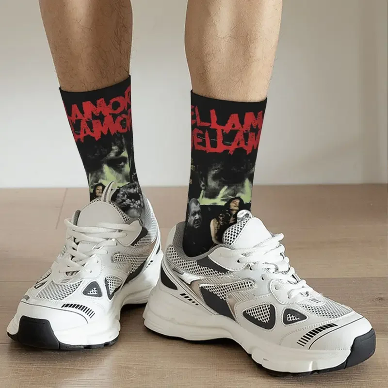 Calcetines divertidos felices para hombre Dellamorte Retro Harajuku Día de los muertos la necesidad de alimentar estilo callejero Casual Crew Crazy Sock impreso