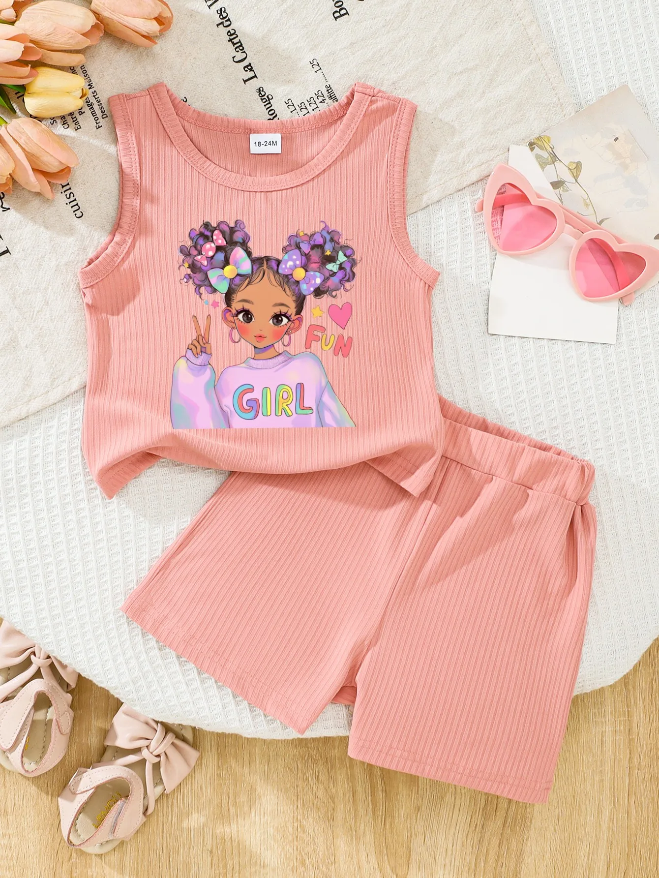Baby Clothing Clearance - 2 個セット 夏用 ベビー ガールズ ピンク