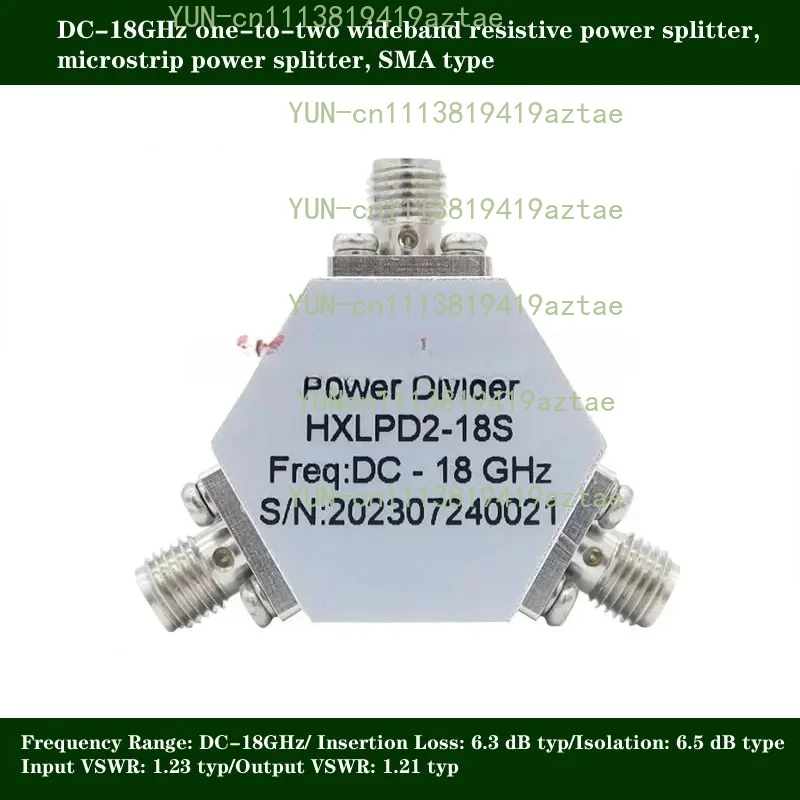 DC-18GHz 1×2 Resistive Power Splitter, Microstrip Power Divider SMA Female DC-18000MHz