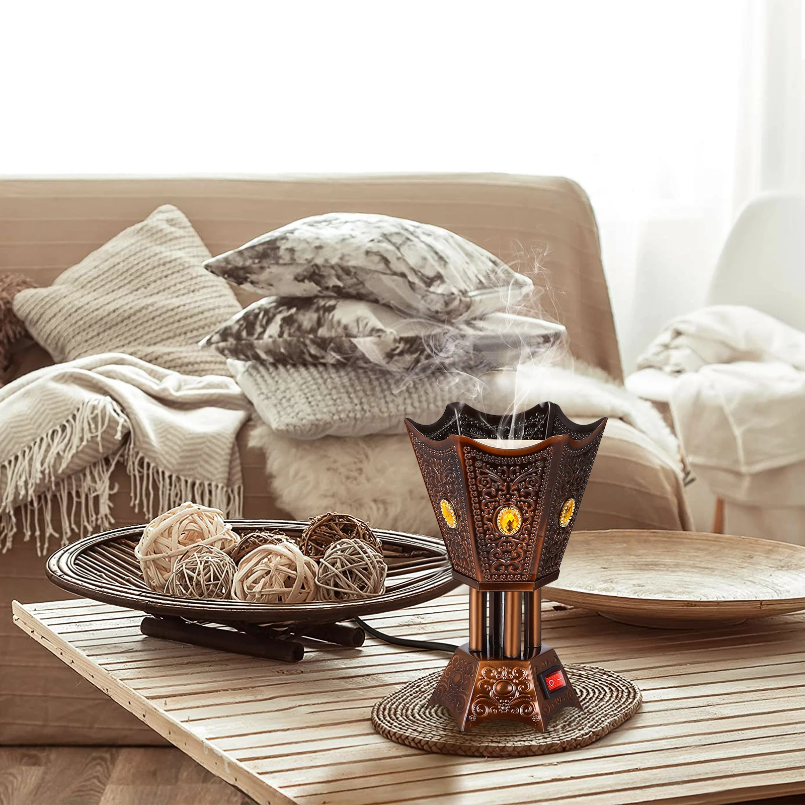 

Electric Incense Incense Stove Home Home Decor Decor Bakhoor Censer Plug in Holder Centerpiece Decorations Metal Stove