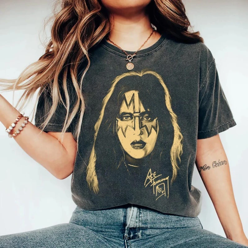

Ace Frehley Rip 2025 Printed T-shirt Tops Nostalgia Classics Unisex Casual Style Crewneck Washable Cotton Tee Adult Streetwear