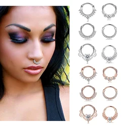 6Pcs 16G Fashion Stainless Steel Septum Clicker Nose Rings,Cartilage Tragus Helix Daith Earring Hypoallergenic Piercing Jewelry