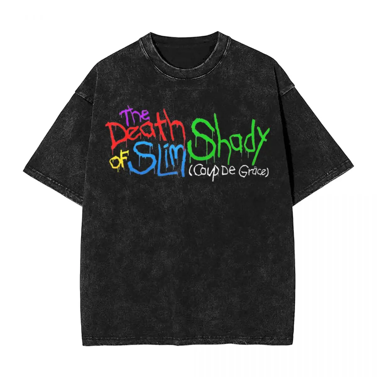Death Of Slim Shady Washed T Shirts Streetwear Vintage T-Shirt Eminem Rap Old School Music Tee Shirt for Men Women Short Sleeve