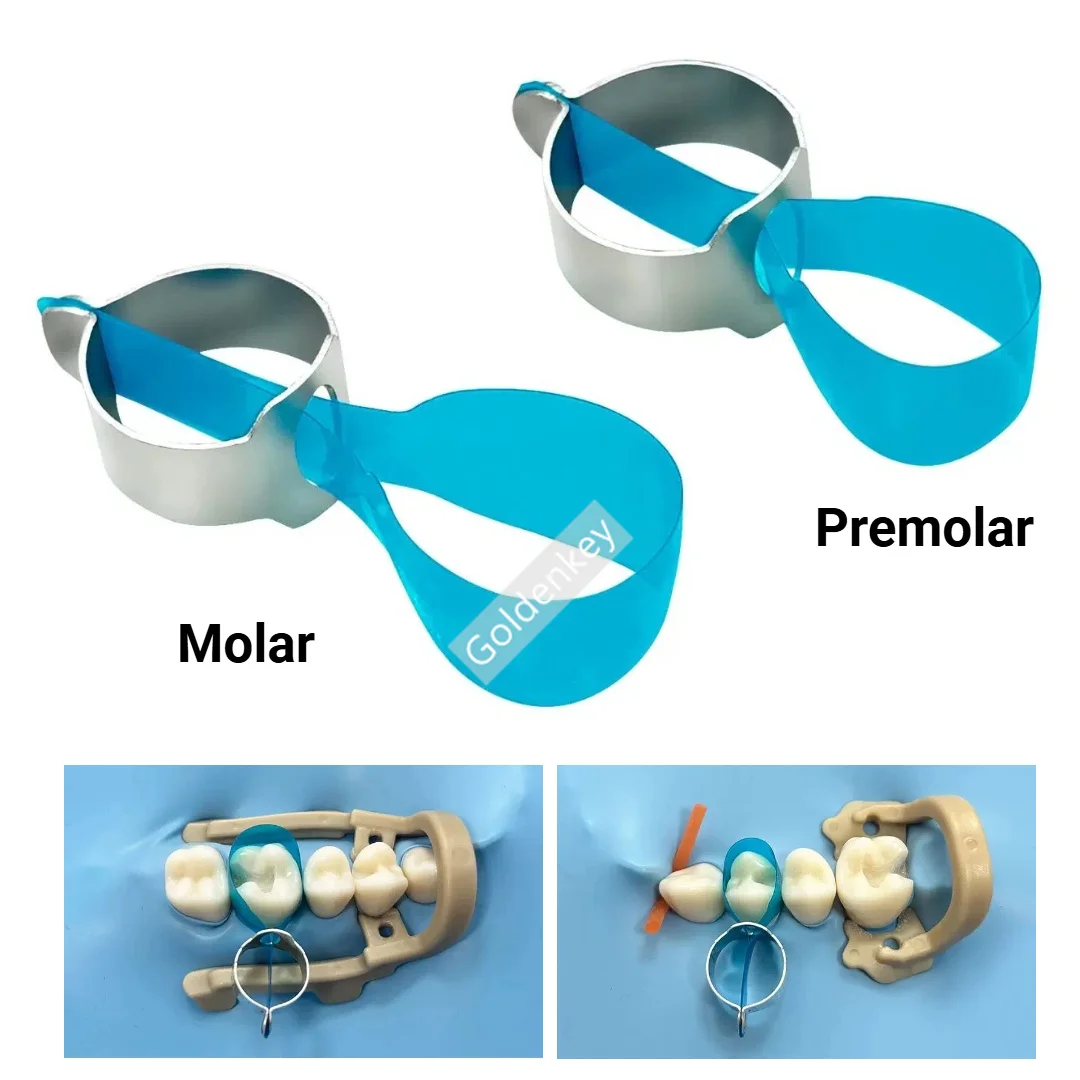

50pcs/box Dental Pre-Formed Retainer Blue Transparent Posterior Matrix Bands M12 O Type for class-Ⅱ Restorations molar ring