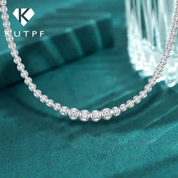 1.2CT Moissanite Tennis Necklace 925 Sterling Silver 18K Gold Plated Gradient High Carbon Diamond Necklaces for Women Adjustable