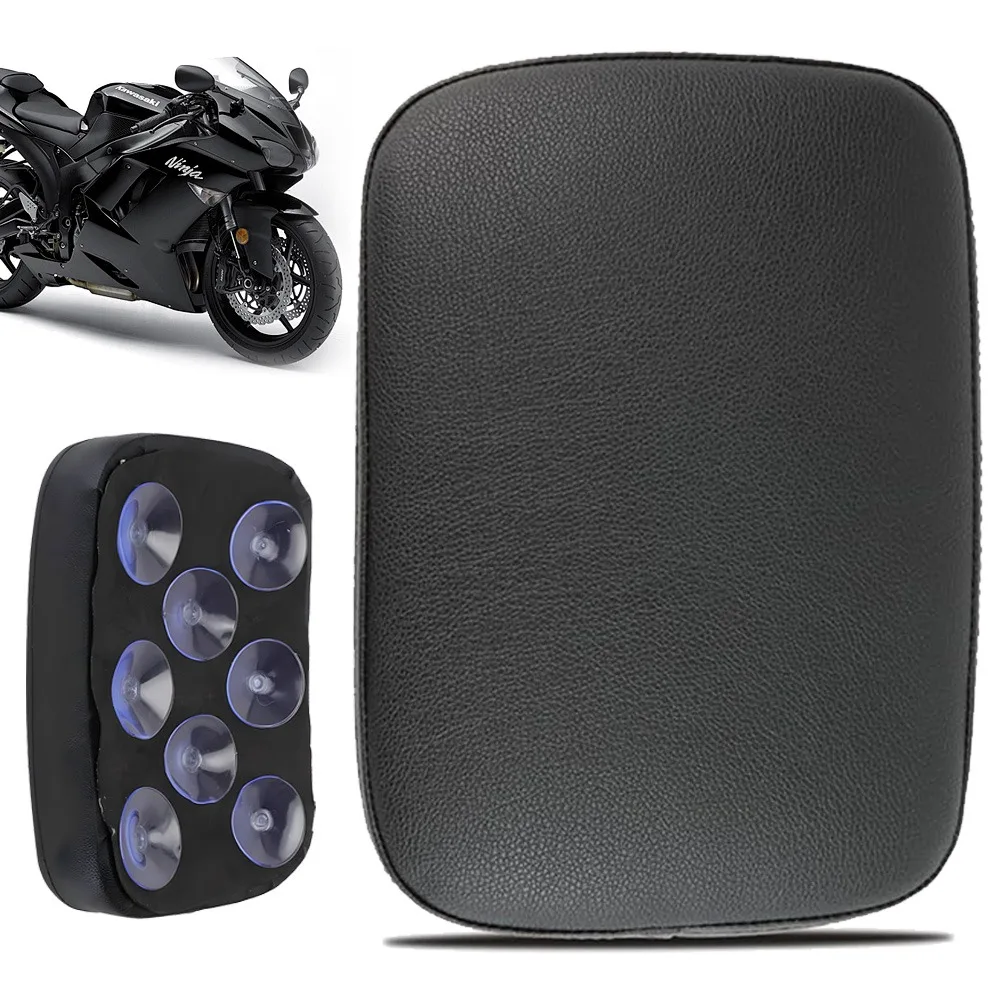 8-Saugnapf-Motorrad-Beifahrersitzkissen, schwarzes Leder, Einzelsitz für den Beifahrer, stabiler Saugnapfsitz für Cruiser, Chopper, Bobber, Kurzstreckenfahrten