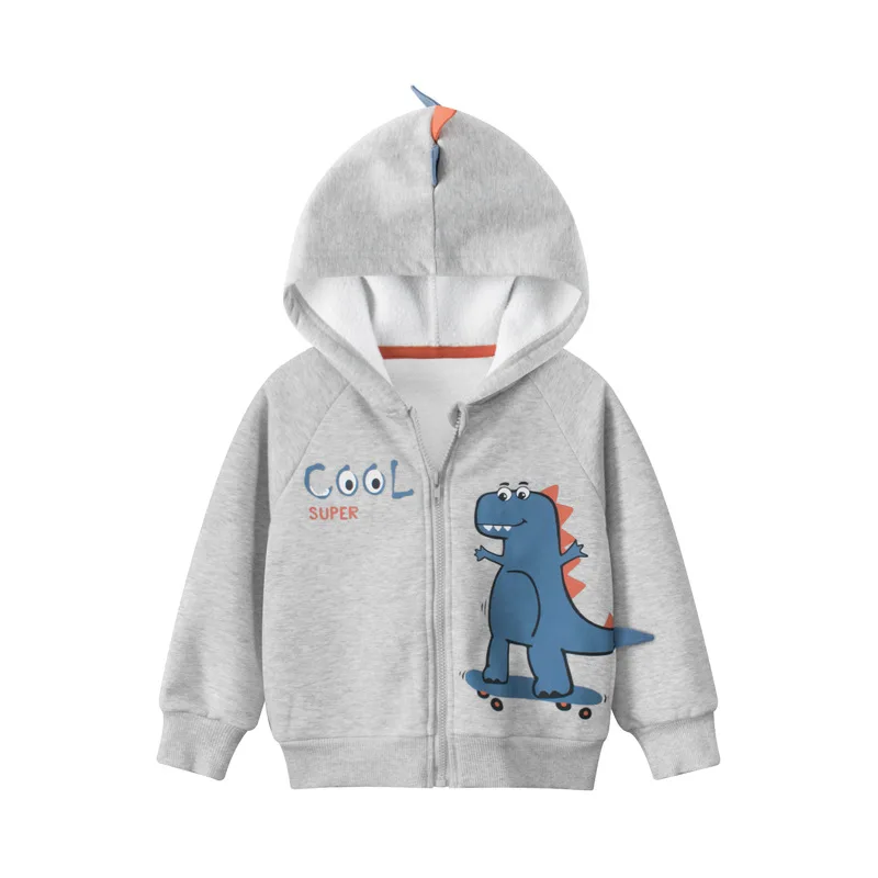 Children's clothing men's zippered jacket autumn and winter dinosaur baby boy clothes hoodie