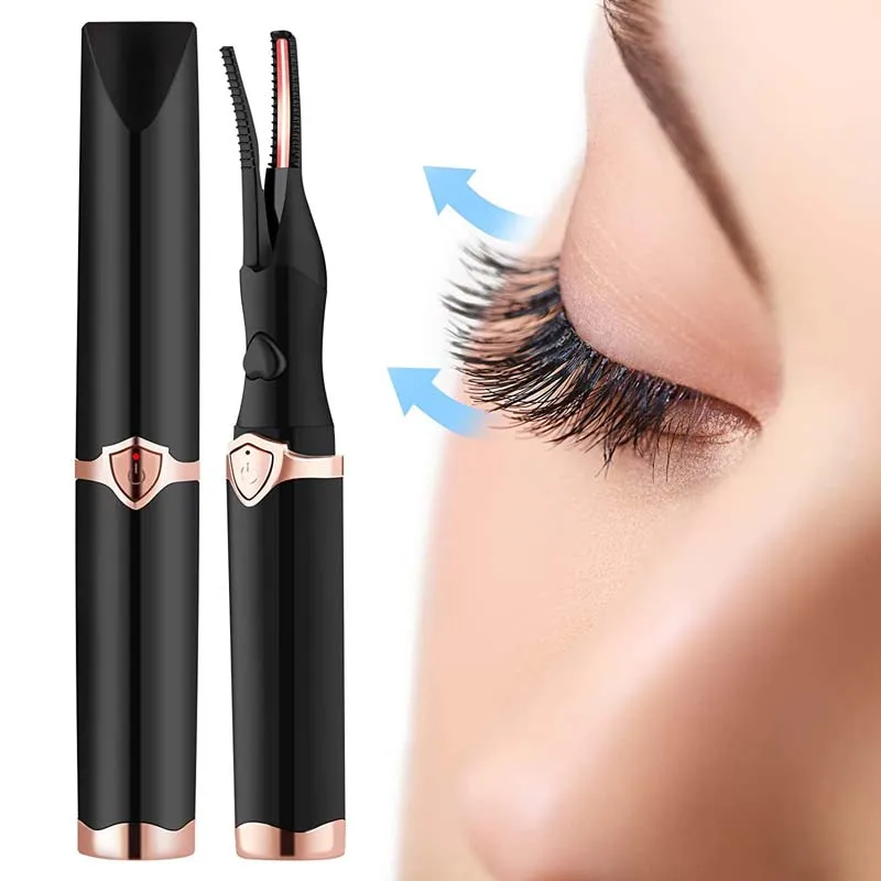 Top Sellers Makeup kit 3D Mini Portable Rechargeable Black Eyelash Brush with Comb Heated Eyelash Curler Electric Lash Curler