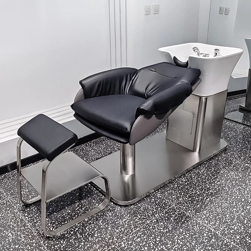 

Stainless Steel Ceramic Basin Shampoo Chairs Simplicity Hairdressing Modern Barber Shampoo Chairs Lounge Furniture Sillas Lsxtc