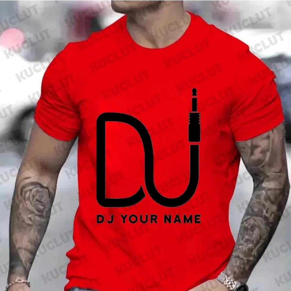 Oversized T-Shirt Men Women Dj Custom Tees Custom DJ Name T-shirt Personalized DIY Techno Music Tees Disc Music Love Clothing