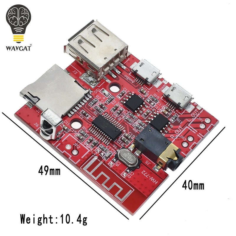 3W Car Bluetooth 4.1 MP3 WAV Decoding Board Speaker Amplifier Audio Receiver Module Support USB/TF/U-DISK/IR Remote Control Red