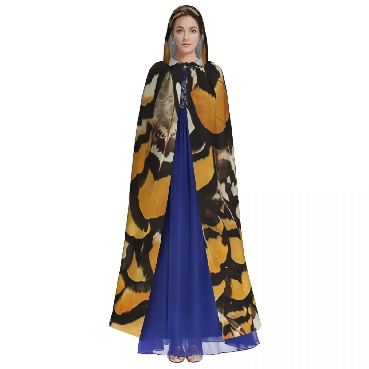 ريشة طويلة مقنعين عباءة الساحرة القرون الوسطى زي تأثيري كيب هالوين مصاص دماء الكبار للجنسين