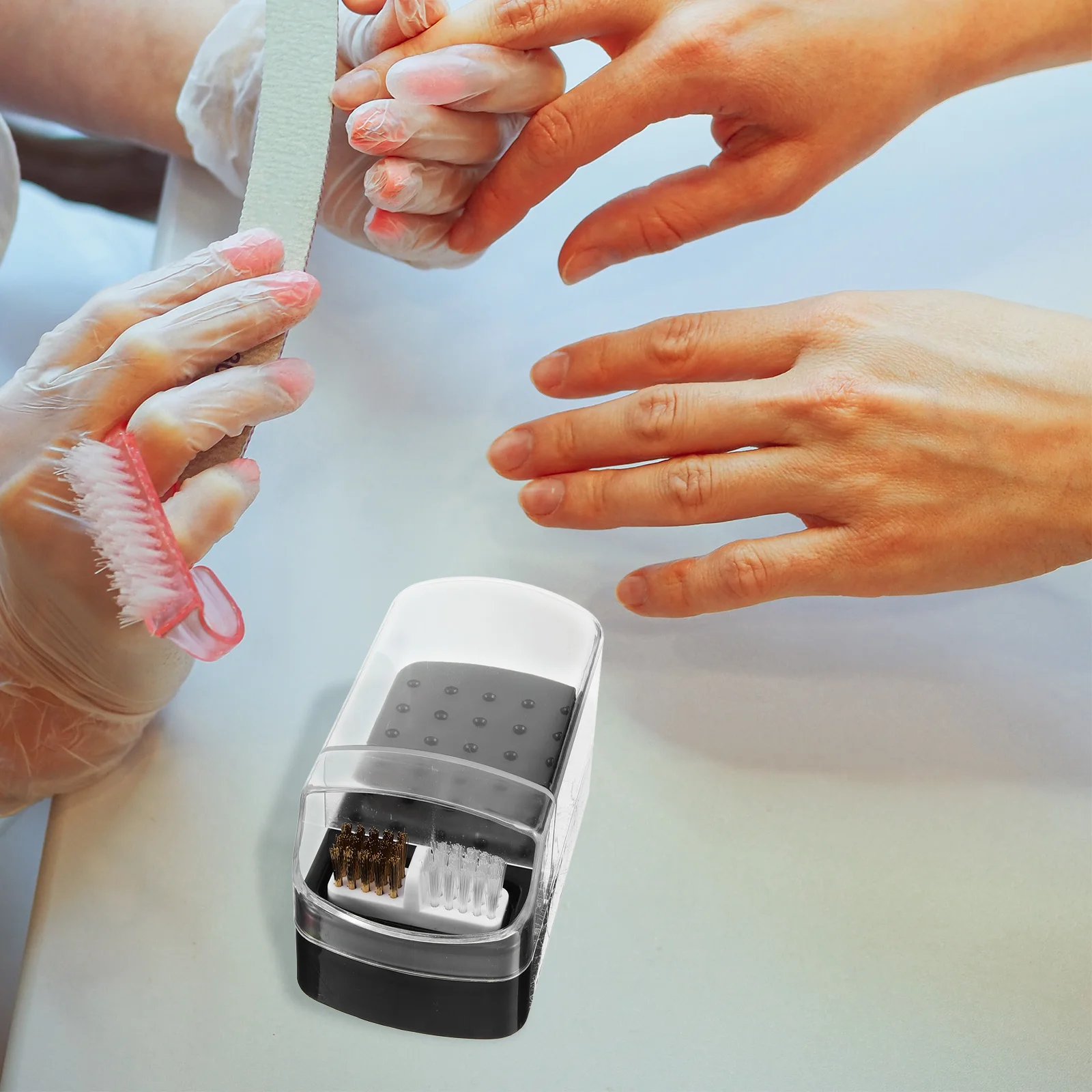 

30 Hole Nail Drill Bit Box Plastic Storage Organizer with Cleaning Brush for Manicure Tools Multi Hole Bit Holder Stand