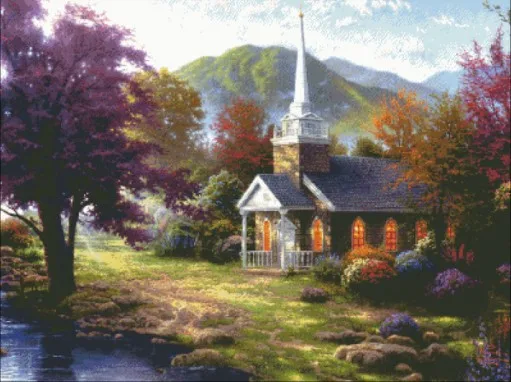 

Лесной домик пейзаж искусство рукоделие 18CT 16CT 14CT холст без печати ручная вышивка крестиком наборы DIY домашний декор