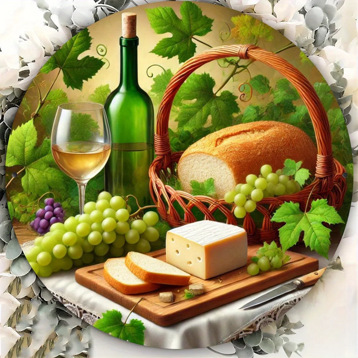 CIFBUY Modern 2D Aluminum Wall Art Waterproof Vineyard Sign for Home Garden Bar Decor