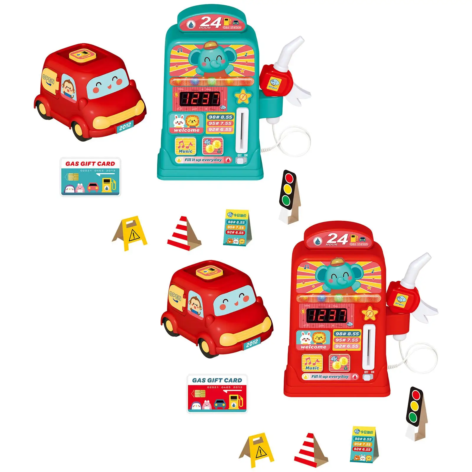 Gas Station Toy, Electric Gas Station Pretend Play Toy Gas Pump Playset for Kids, Educational Toy