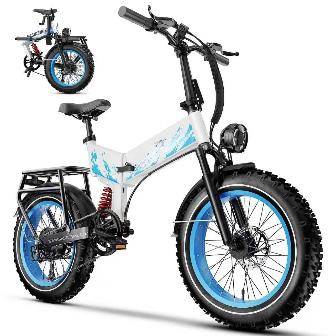 

Folding Electric Bike for Adults, 20MPH Commuter E-Bike with 500W Motor, 48V Battery, Urban Travel, White, Customized