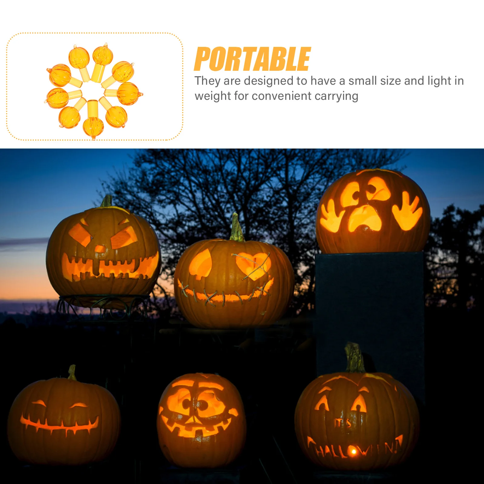 

60pcs Pumpkin Bulbs For Ceramic Tree Replacement Halloween Led Lights Bulb Plastic Pumpkin Light Bulbs Plastic Waterproof