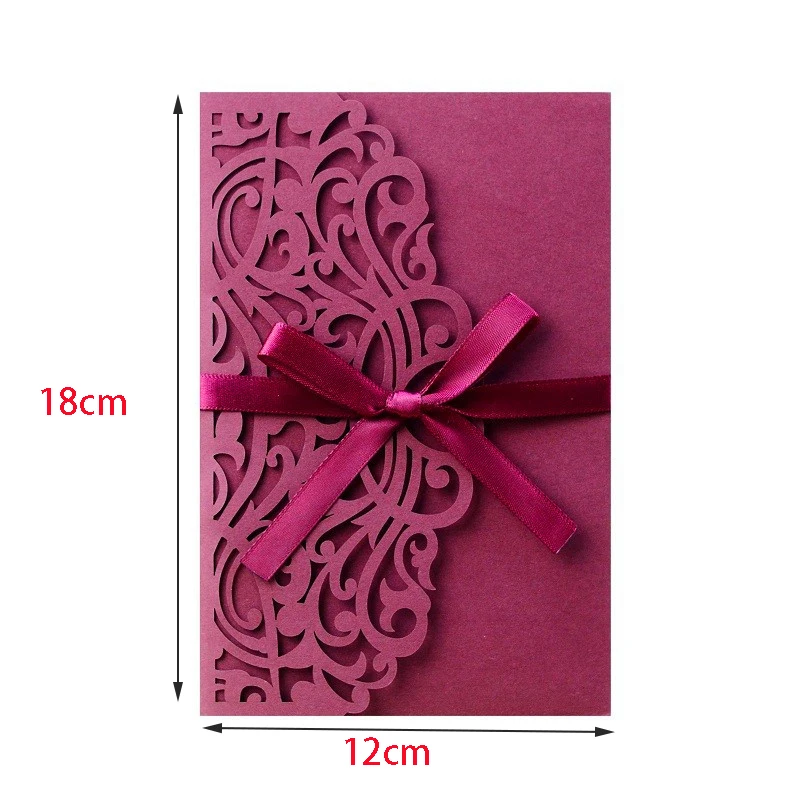 5Pcs Laser Cut Wedding Invitation Card Lace Flower Customize Greeting Cards With RSVP Card Ribbon Bridal Shower Party Decoration