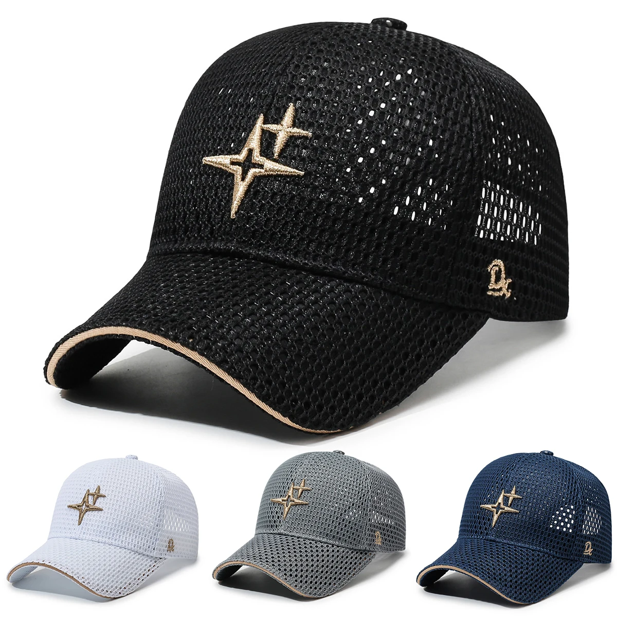 Unisex Four-pointed Star Embroidery Baseball Net Caps Spring and Summer Outdoor Adjustable Casual Hats Sunscreen Hat Sports Cap