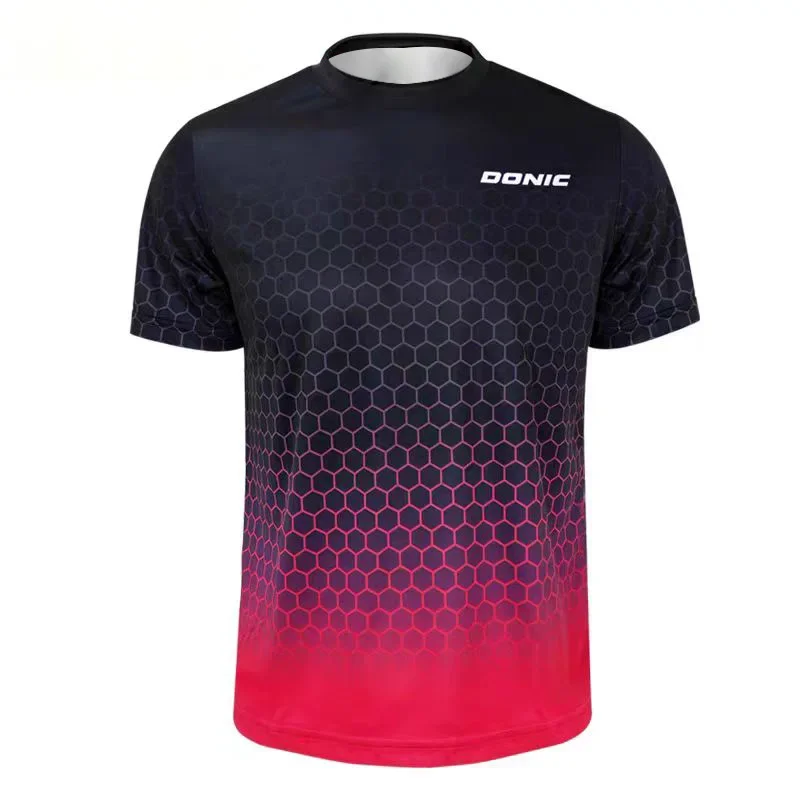 New Men's Table Tennis T-Shirt with 3D Print Men's Summer Breathable Badminton T-Shirt Table Tennis Short-Sleeved Quick-Dry Top