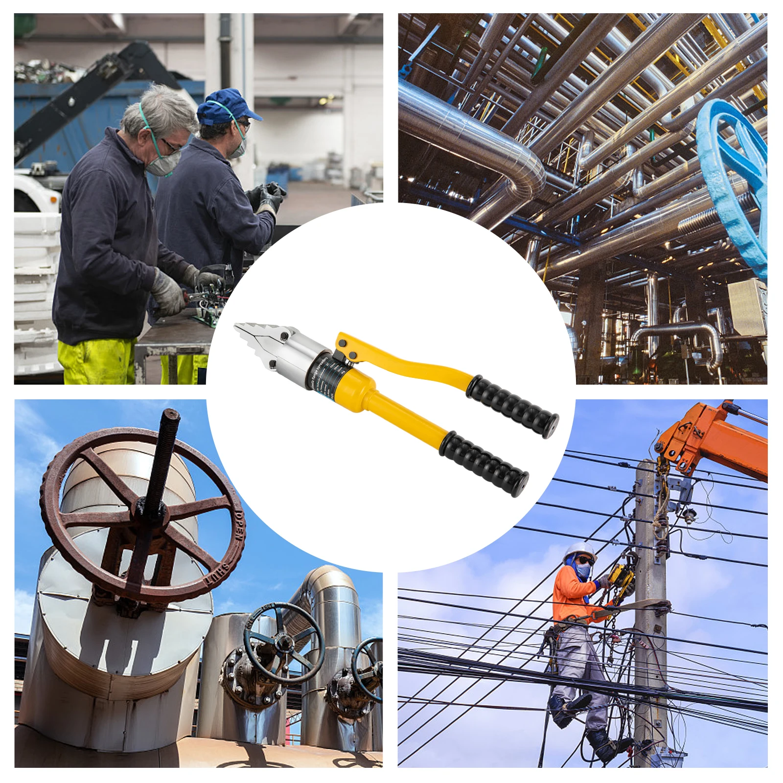 Espalhador hidráulico de flange de liga de aço YQ-30 8T, separador hidráulico integrado manual portátil, amarelo