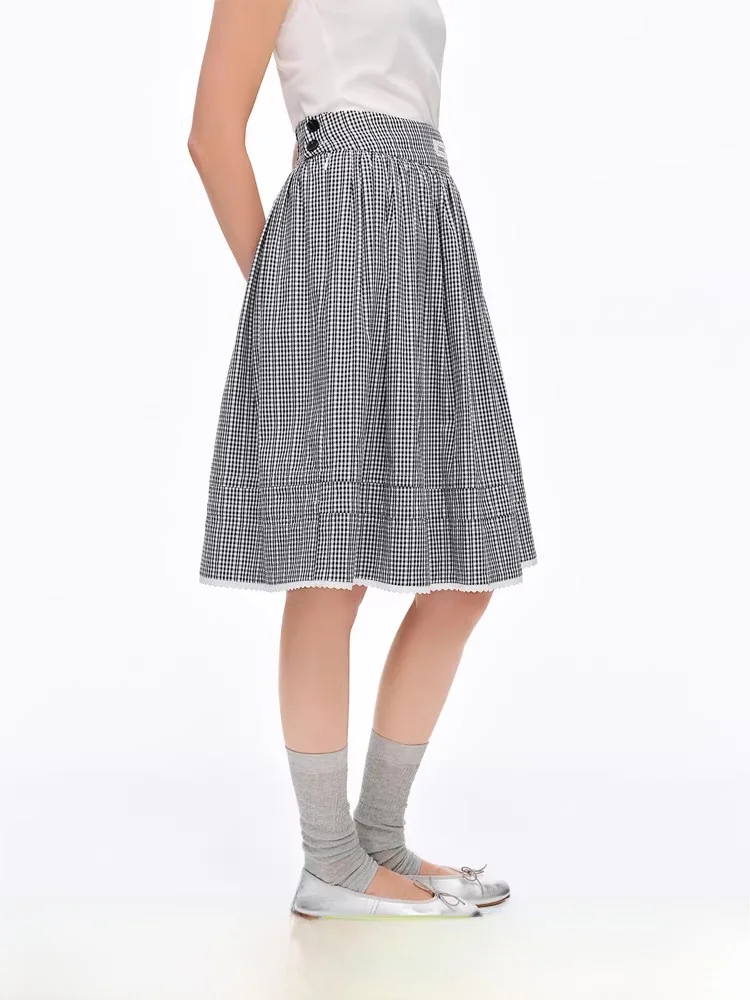 

Летняя женская юбка с высокой талией, черно-белая, А-силуэт, из хлопка, с эффектом похудения, новинка 2026 года