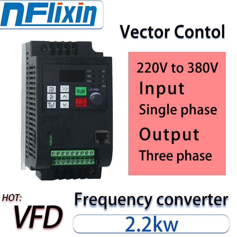 VFD Single Phase 220V Input To 3 Phase 380V Output 2.2KW Frequency Inverter For Sewage Pump Motor