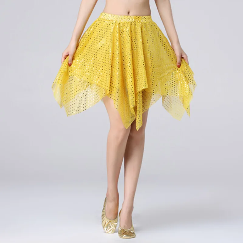 Sequined Shiny Skirt Belly Dance Skirt Women's Performance Dance Costumes Outfits Tassel Dancewear Mini Skirt Accessories