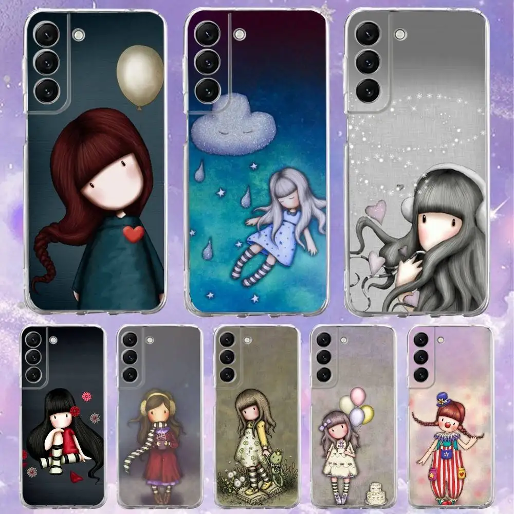 

S-Santoro G-Gorjuss Art Phone Case For Samsung S24,30,21,22,23,20 FE,lite,PIus,Ultra,5G,Note,9,10 Transparent Cover